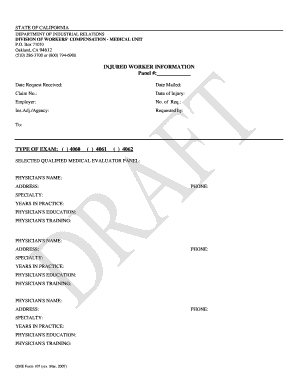 California QME Physician Panel Request Form