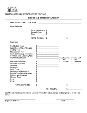 Income and Expense Statement for Building