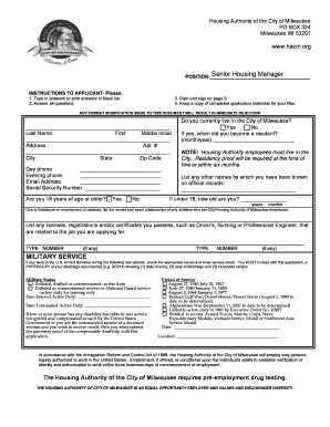 Housing Authority City of Milwaukee Employment Application
