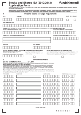 UK Stocks and Shares ISA Application Form