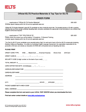 IELTS Practice Materials Order Form