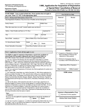 USCIS Form I-881 Application for Suspension of Deportation