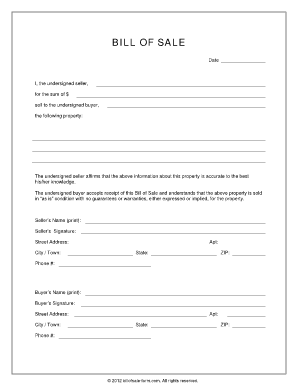 Blank Bill of Sale Form - FormDownload.org