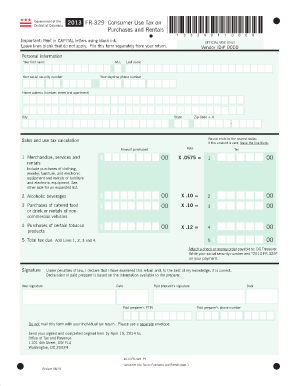 District of Columbia Consumer Use Tax Form FR-329