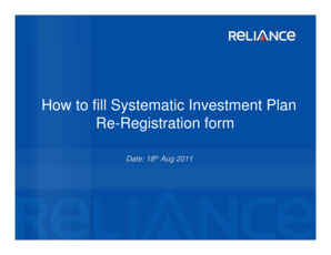 Systematic Investment Plan Re-Registration Form
