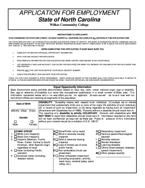 Fillable Online wilkescc Wilkes Community College Job Application Fax Email Print - pdfFiller