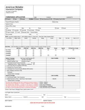 Farm and Ranch Insurance Application