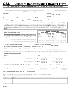 CSU Residence Reclassification Request Form