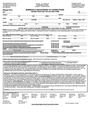 Minnesota Visiting Privilege Application Form