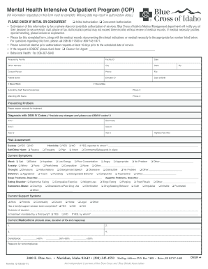 Mental Health Intensive Outpatient Program Authorization Form