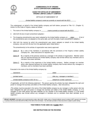 Virginia LLC Articles of Amendment Guide
