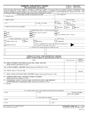 Standard Form 295 Subcontract Report