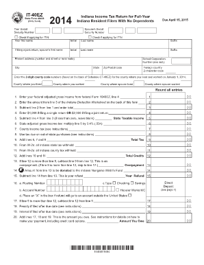 Indiana Income Tax Return for Full-Year Residents