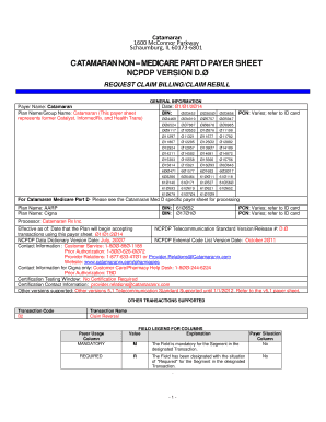 NCPDP PAYER SHEET TEMPLATE - Catamaran