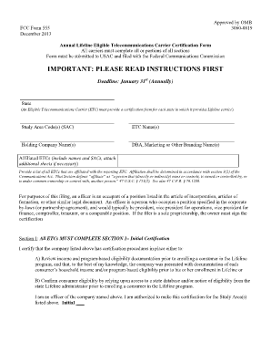 FCC Form 555 Lifeline Certification