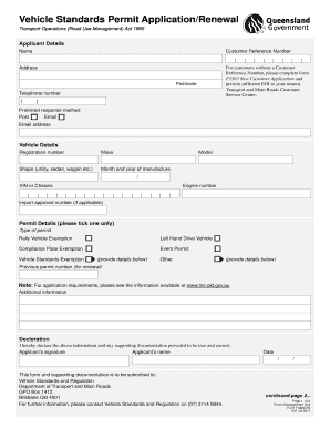 Vehicle Standards Permit Application/Renewal