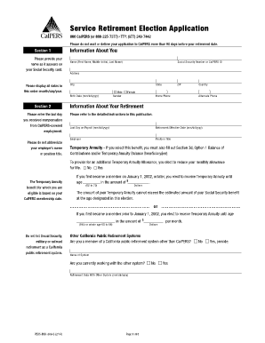 California Public Employees Retirement System Service Retirement Election Application