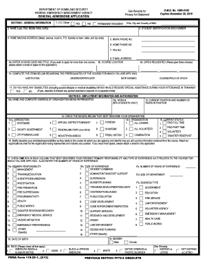 FEMA General Admissions Application