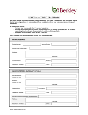 Personal Accident Claim Form
