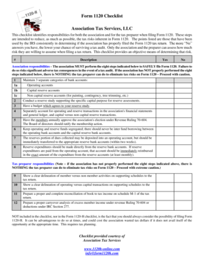 Form 1120 Filing Checklist