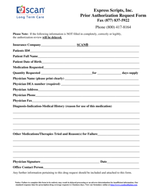 Express Scripts Prior Authorization Request Form