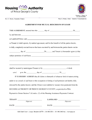 Agreement for Mutual Rescission of Lease