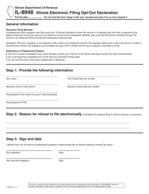 Illinois Electronic Filing Opt-Out Declaration