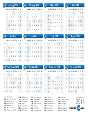 Calendar 2014 & Holidays 2014 - 2014 Calendar