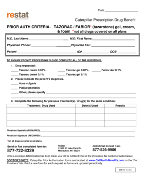 Caterpillar Prescription Drug Benefit Prior Authorization Form