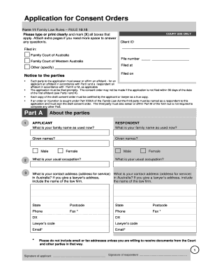Application for Consent Orders