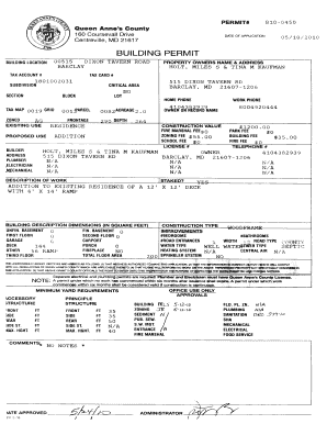 Queen Anne County Building Permit