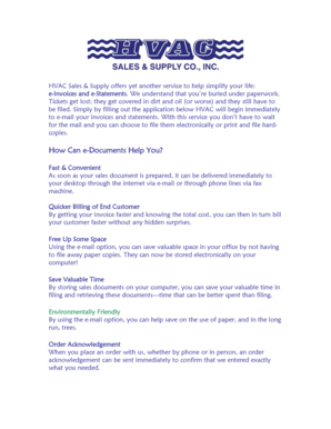 HVAC e-Invoice and e-Statement Application
