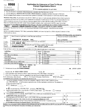 IRS Form 8868 Application for Extension of Time