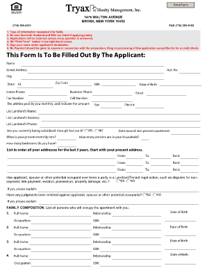 New York Rental Application Form