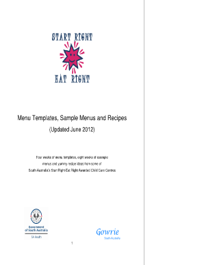 Recipe book template - Menu Template, Sample Menus and Recipes ... - SA Health - health sa gov