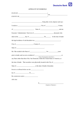 Affidavit of Domicile Form