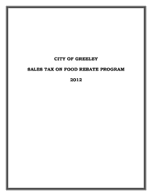 2012 Greeley Food Tax Rebate Application