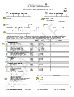 Referral Form for Rehabilitative Services