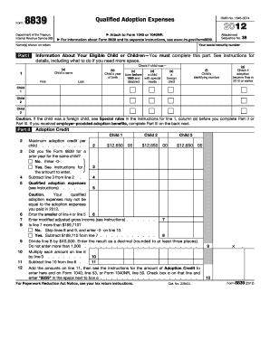 IRS Form 8839 Adoption Credit