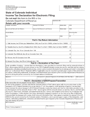 Colorado Individual Income Tax Declaration for Electronic Filing