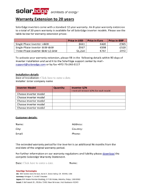 SolarEdge Inverter Warranty Extension Form
