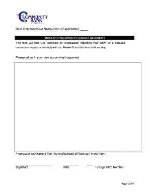 Cardholder Dispute Form