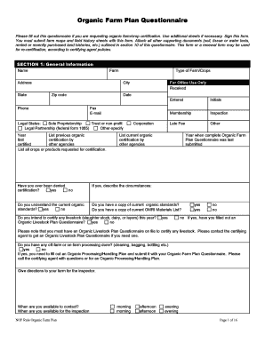 Organic Farm Certification Questionnaire