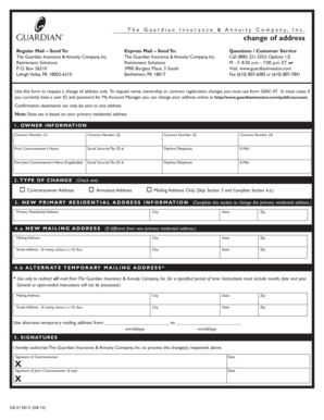 Guardian Insurance Change of Address Form