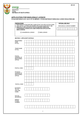 South Africa Wholesale Licence Application