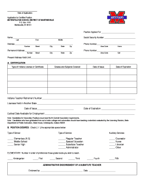Indiana Teacher Application Form