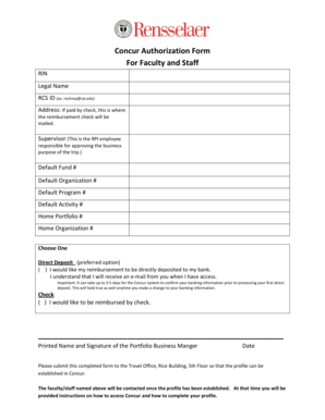 Concur Authorization Form