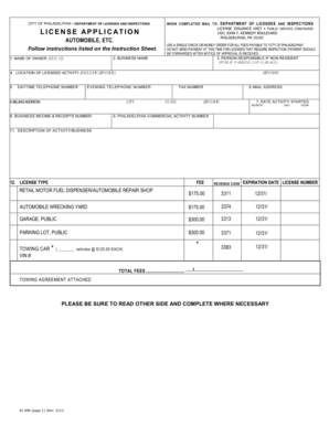 Philadelphia Public Service License Application
