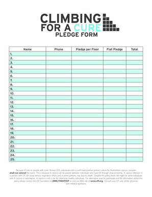 Cystic Fibrosis Foundation Pledge Form