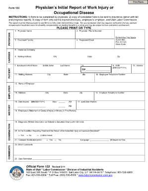 Physician’s Initial Report of Work Injury or Occupational Disease